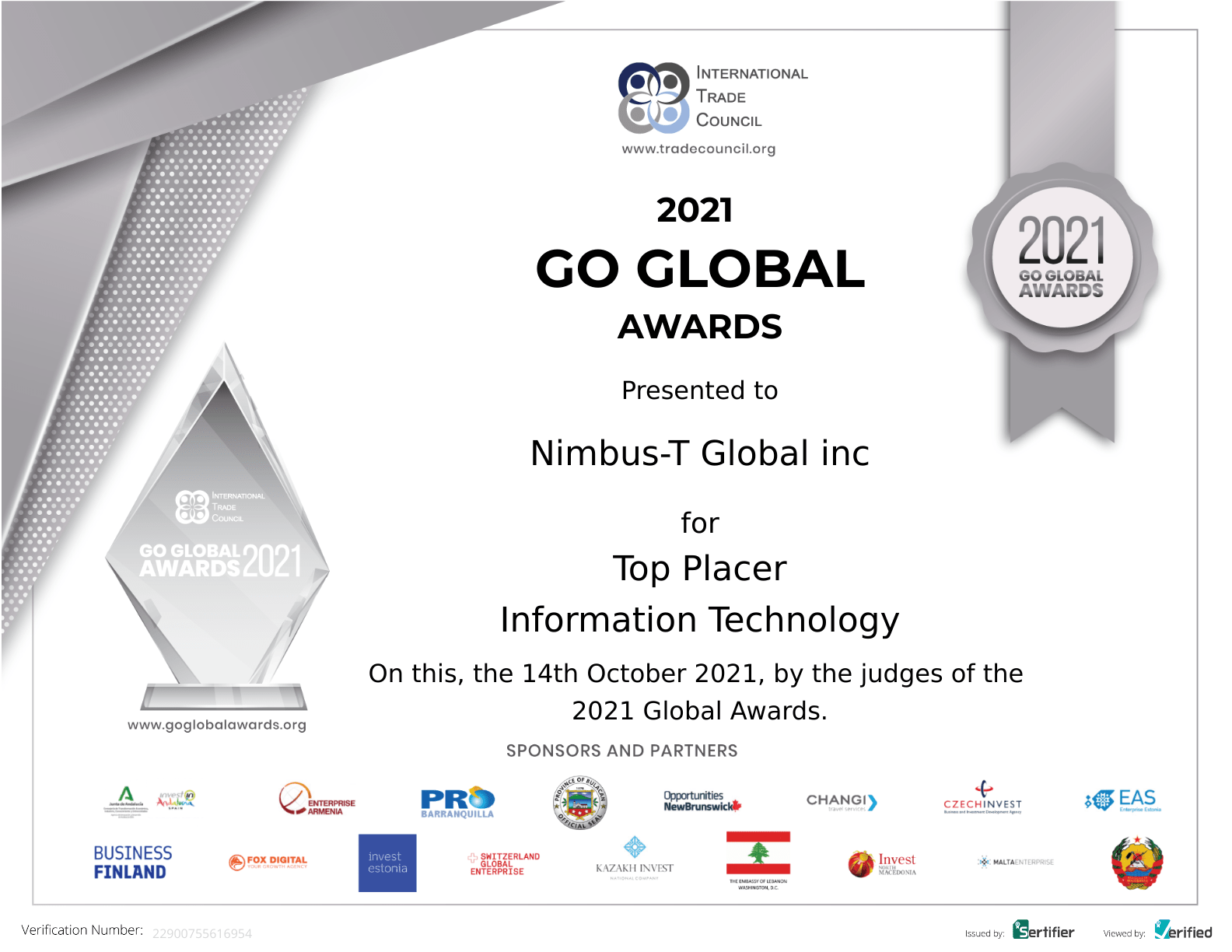 Go Global Award Certificate
